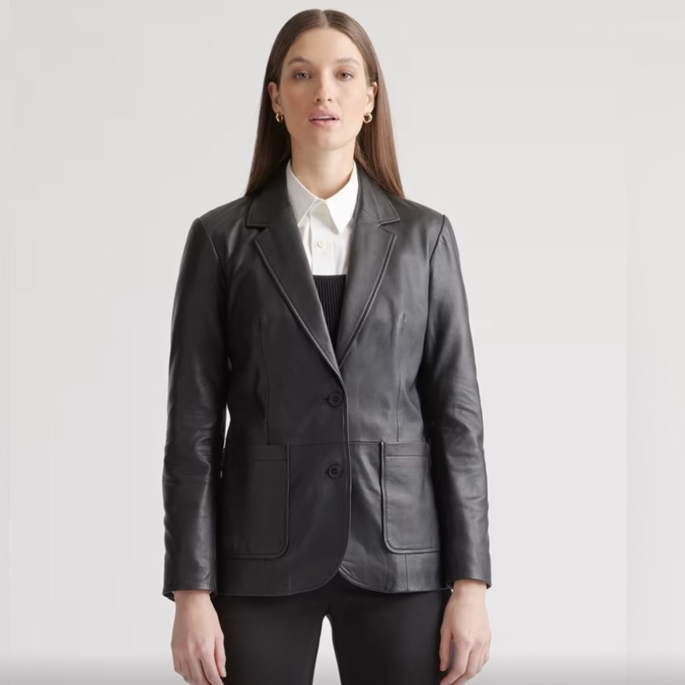 Not for sale! Quince 100% Leather Blazer